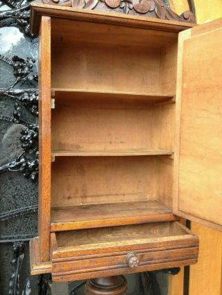 Antique German Carved Wood Ornamental Wall Mirror Apothecary Medicine Cabinet 6