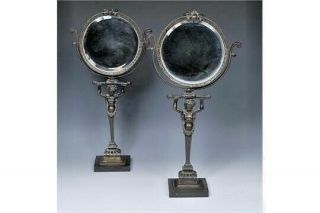 19th Century Baroque Bevelled Vanity Mirror Cast Bronze Pair