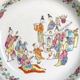 antique Chinese FAMILLE ROSE MUSICIANS PLATE 18th Century QIANLONG porcelain 2