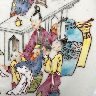 antique Chinese FAMILLE ROSE MUSICIANS PLATE 18th Century QIANLONG porcelain 6