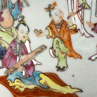 antique Chinese FAMILLE ROSE MUSICIANS PLATE 18th Century QIANLONG porcelain 7