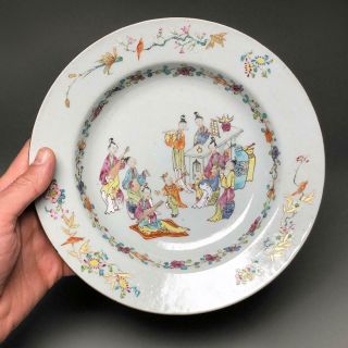 antique Chinese FAMILLE ROSE MUSICIANS PLATE 18th Century QIANLONG porcelain 8