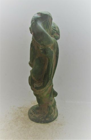 MUSEUM QUALITY ANCIENT ROMAN EUROPEAN FINDS STATUETTE OF CUPID HOLDING PILLAR 3