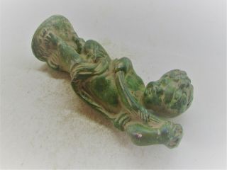 MUSEUM QUALITY ANCIENT ROMAN EUROPEAN FINDS STATUETTE OF CUPID HOLDING PILLAR 4