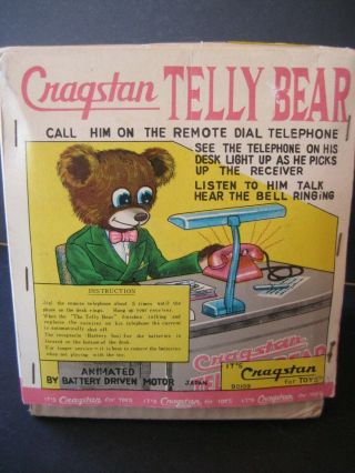 1950s VINTAGE CRAGSTAN TIN BATTERY OPERATED TELLY BEAR WITH BOX_JAPAN_WORKING 10