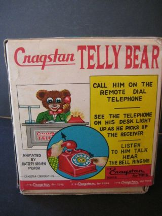 1950s VINTAGE CRAGSTAN TIN BATTERY OPERATED TELLY BEAR WITH BOX_JAPAN_WORKING 11