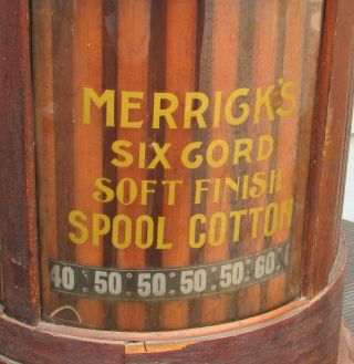 Antique Merrick ' s Cylinder Oak Spool Cabinet General Store Display 11