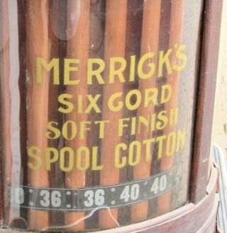 Antique Merrick ' s Cylinder Oak Spool Cabinet General Store Display 12