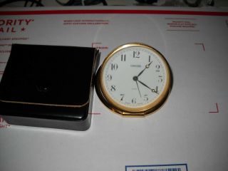 Vintage 8 Days Swiss Made Concord Gold Tone Solid BrassTraveling Clock W/ Case 4