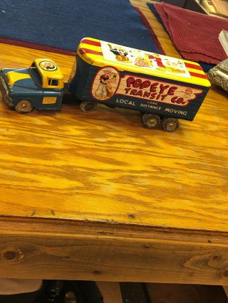 Vintage 40’s Tin Litho Popeye Transit Co.  Truck Mar Line Toys Last