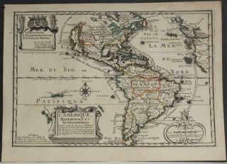 American Continent California As An Island 1700 De Fer Unusual Antique Map