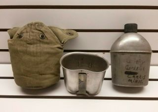Wwii Authentic Us Army Issue 1945 Foley Vollrath Canteen With Cover Belt Pouch