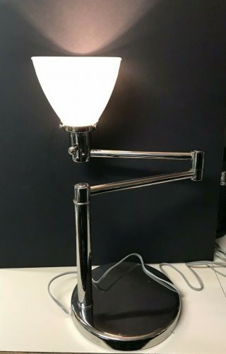 Vintage Nessen Chrome Swing Arm Table Desk Lamp Mid Century