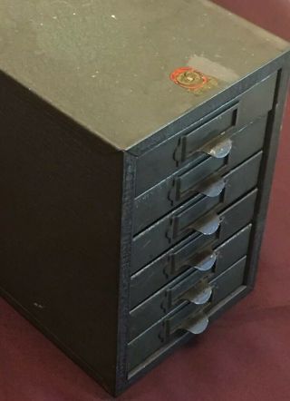 Vtg Metal 6 Drawer Case/ Cabinet: Orig 