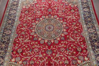 VINTAGE Traditional Persian Area Rug Hand - Knotted Oriental RED BLUE Wool 10x13 3