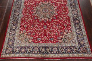 VINTAGE Traditional Persian Area Rug Hand - Knotted Oriental RED BLUE Wool 10x13 5