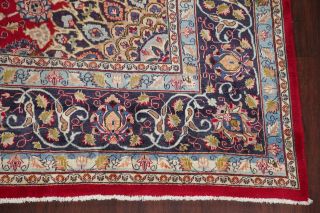 VINTAGE Traditional Persian Area Rug Hand - Knotted Oriental RED BLUE Wool 10x13 6