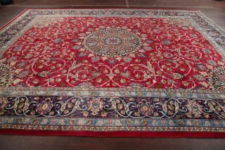 VINTAGE Traditional Persian Area Rug Hand - Knotted Oriental RED BLUE Wool 10x13 7