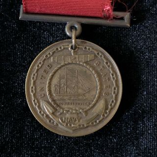 Uss Idaho Medal 1913 Us Navy Antique On Ribbon Wwi