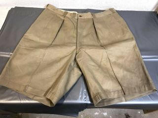 Vtg 1950 Us Army Khaki Cotton Shorts Men’s Uniform Tan Tropical Jungle Size 36