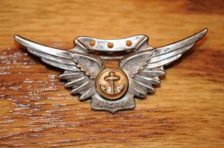 Wwii Us Navy Aircrew Wings Gold Anchor Sterling Silver Period Item Usa.
