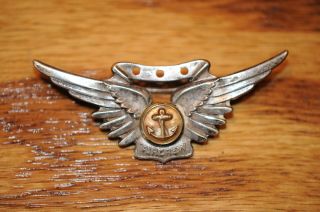 WWII US Navy Aircrew Wings Gold Anchor Sterling Silver Period Item USA. 2