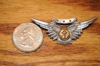 WWII US Navy Aircrew Wings Gold Anchor Sterling Silver Period Item USA. 3