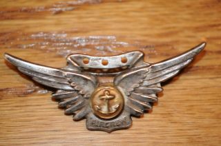 WWII US Navy Aircrew Wings Gold Anchor Sterling Silver Period Item USA. 8