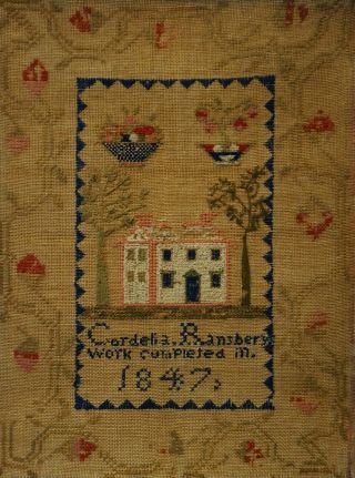 MID 19TH CENTURY HOUSE & MOTIF SAMPLER BY CORDELIA RANSBERY - 1847 11