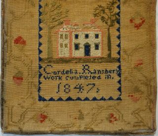 MID 19TH CENTURY HOUSE & MOTIF SAMPLER BY CORDELIA RANSBERY - 1847 3