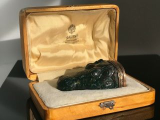 Antique Faberge Silver Enamel Bloodstone Diamonds Pill Box Crocodile Head