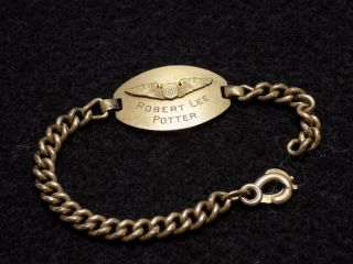Wwii Us Army Air Corp Gilt Sterling Id Bracelet - Named