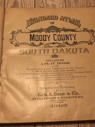 1909 STANDARD ATLAS PLAT BOOK MOODY COUNTY SOUTH DAKOTA SD OGLE ILLUSTRATIONS 3