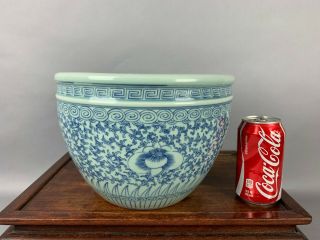 18th/19th C.  Chinese Blue And White Enameled Scroll Pot