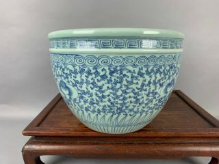 18th/19th C.  Chinese Blue And White Enameled Scroll Pot 2