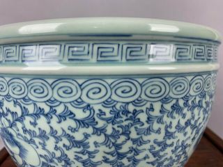 18th/19th C.  Chinese Blue And White Enameled Scroll Pot 4