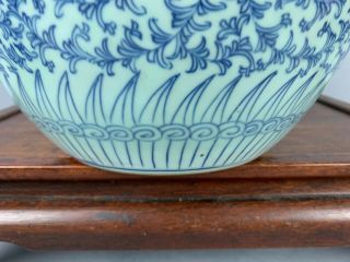 18th/19th C.  Chinese Blue And White Enameled Scroll Pot 5