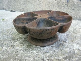 Vintage Antique Cast Iron STAR NAIL CUP Industrial Lazy Susan 6 - Cup Caddy 1900s 3