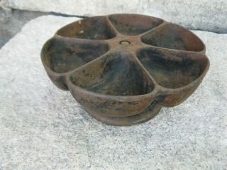 Vintage Antique Cast Iron STAR NAIL CUP Industrial Lazy Susan 6 - Cup Caddy 1900s 8