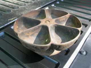 Vintage Antique Cast Iron STAR NAIL CUP Industrial Lazy Susan 6 - Cup Caddy 1900s 9