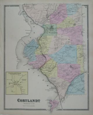 1867 Map Peekskill Cortlandt Croton Aqueduct Westchester County Ny