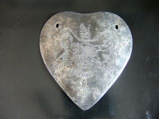 Rare & Large 4 1/2 " Silver Fur Trade Gorget Marked Hb & Hbc English Royal Arms