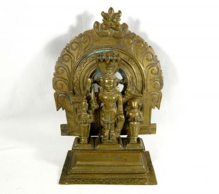 Antique / Old South Indian Brass Goddess Deity Vishnu & Consorts Statue Figurine