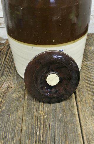 Antique Brown And White 6 Gallon Glaze Stoneware Crock Butter Churn 6 With Lid 7