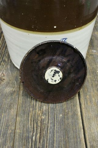 Antique Brown And White 6 Gallon Glaze Stoneware Crock Butter Churn 6 With Lid 8