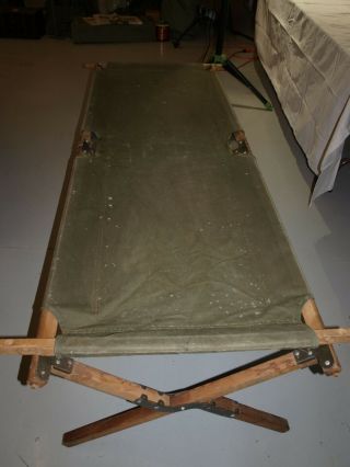 Cot,  Sleeping,  Wwii Vintage,  Complete,  Canvas And Wood In