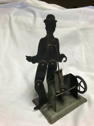 Antique tin toy Charlie Chaplin Slate Dancer Wilhelm Krauss Germany 1920 ' s 2
