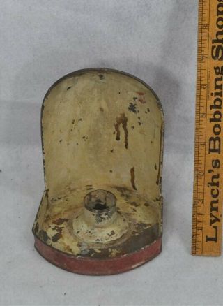 Candle Holder Tin Red Paint Draft Hood Primitive Country Antique Unusual