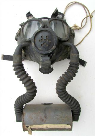 Gas Mask Vintage Wwii Us Navy W/ Can Ww2