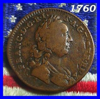 Hessian Soldier 1760 Austrian 1 Kreuzer Colonial Revolutionary War Era Coin Xf